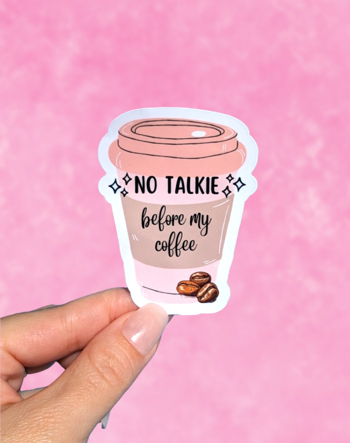 No talkie before coffee, coffee lover stickers for kindle, caffeine gifts for best friend, caffeine addict, iced coffee stickers for laptop