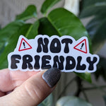 Not friendly, anti social stickers for water bottle, funny gift for best friend, snarky humor, scarastic gifts for her, mental health merch