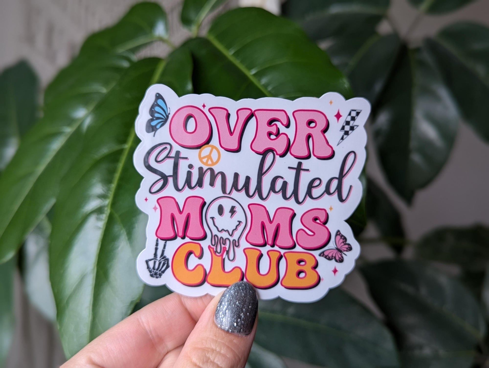 Overstimulated mom's club sticker, funny mom stickers for water bottle, tumbler accessories, sarcastic gifts for moms, mental health sticker