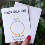 Funny Engagement Card, Congratulations on Finding Your Forever Weirdo, Humorous Wedding Card, Quirky Card for Couples, Engagement Gift