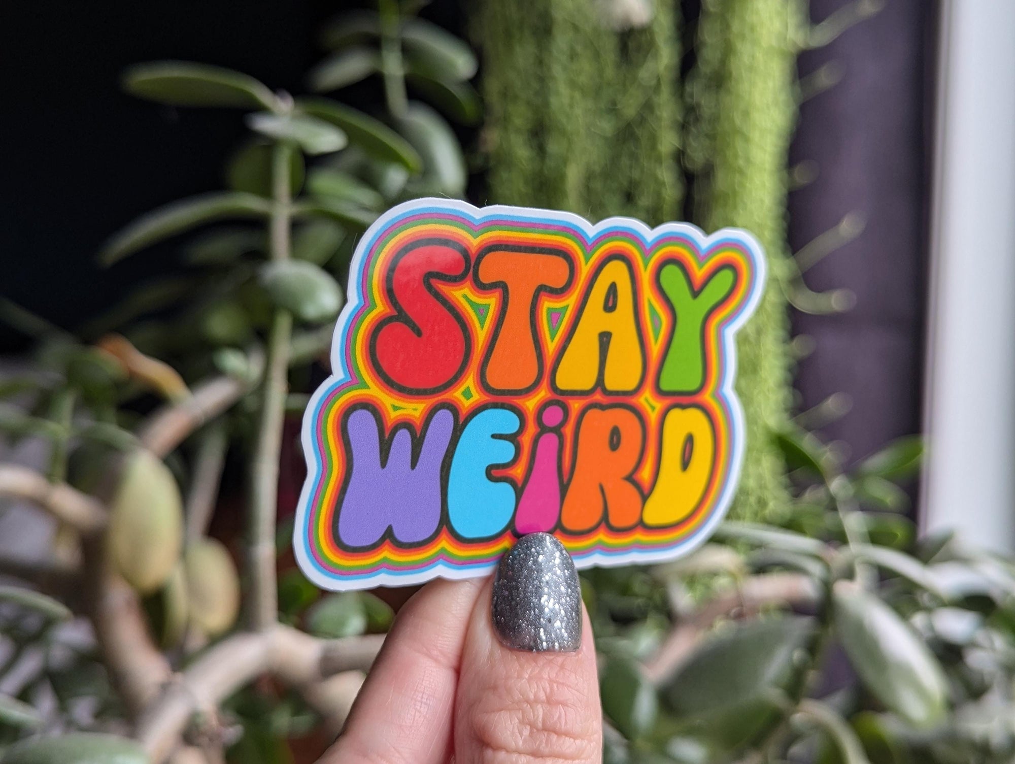 Stay weird sticker for laptop, trippy stickers for water bottle, be yourself, motivational sticker for planner, hippie stickers for tumblers