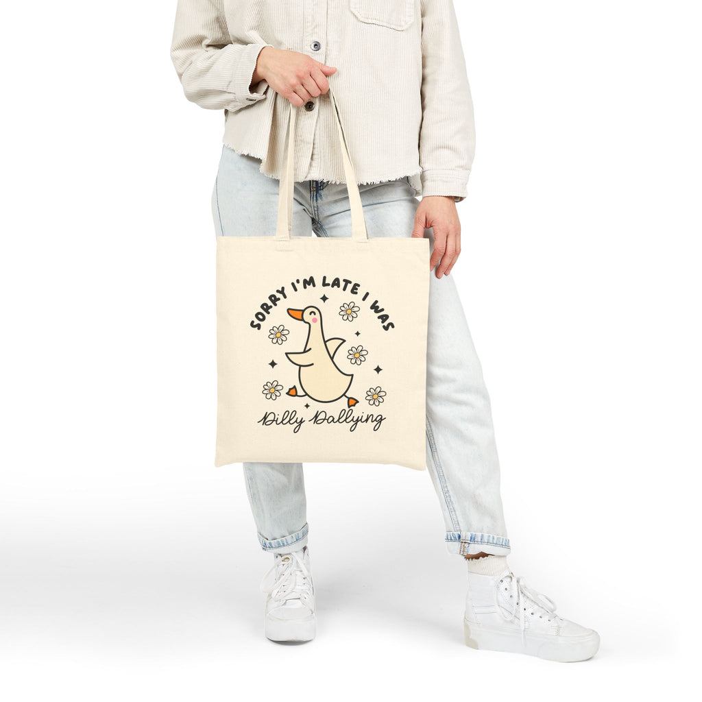 Whimsical Cotton Canvas Tote Bag with Goose Design - Perfect for Errands, Shopping, Gifts, Eco-Friendly, and Everyday Use