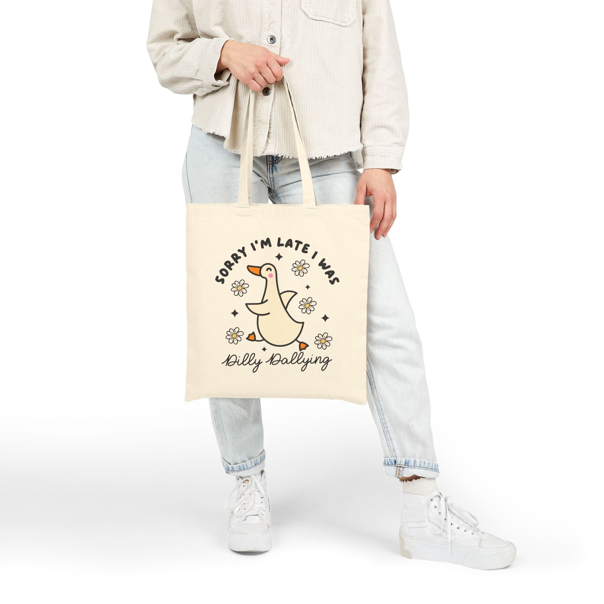 Whimsical Cotton Canvas Tote Bag with Goose Design - Perfect for Errands, Shopping, Gifts, Eco-Friendly, and Everyday Use