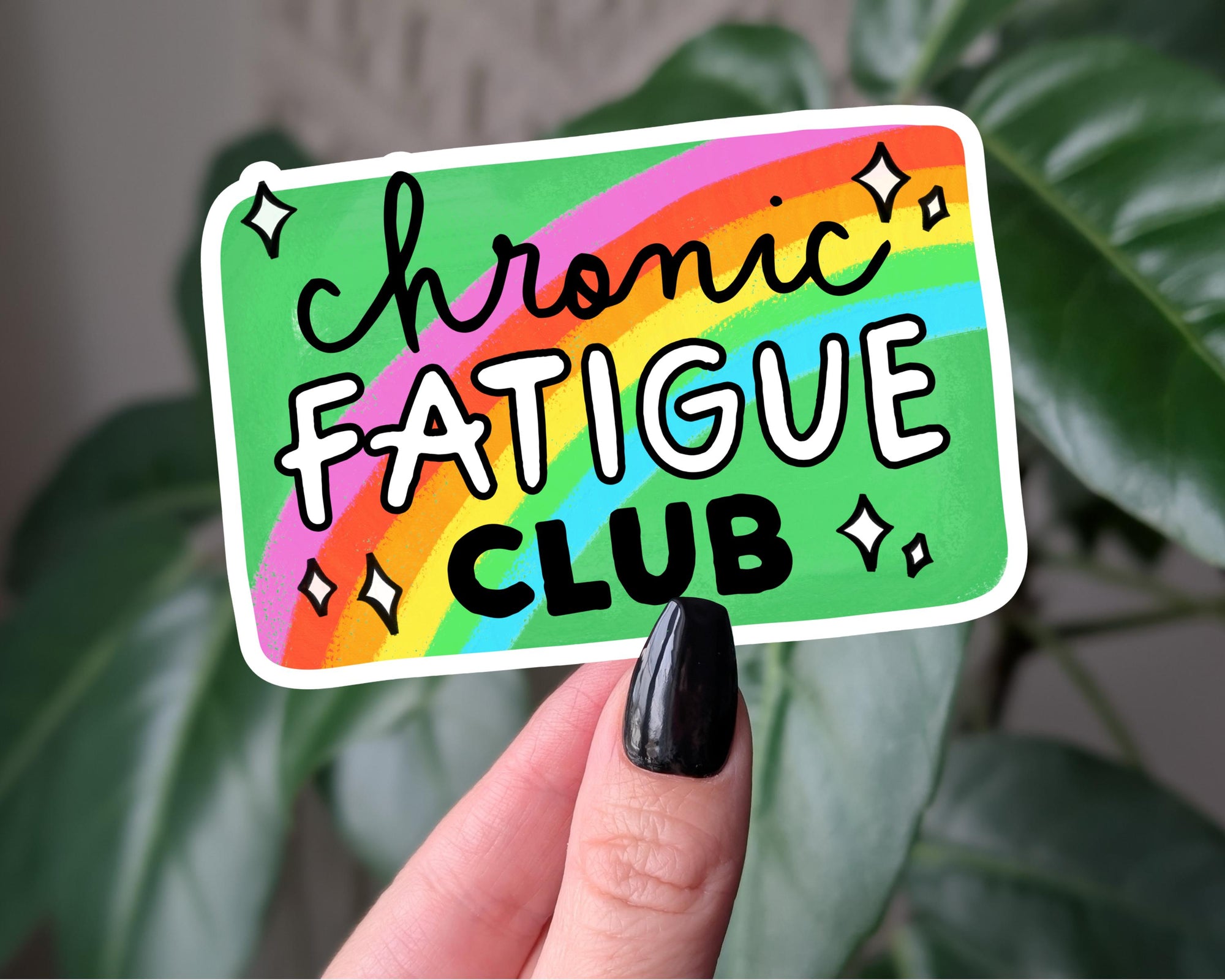 Chronic fatigue club sticker, spoonie vinyl sticker, funny chronic illness decal, spoonie club sticker