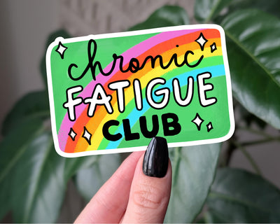 Chronic fatigue club sticker, spoonie vinyl sticker, funny chronic illness decal, spoonie club sticker