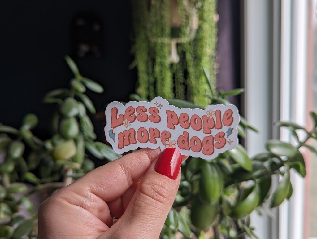 Less people more dogs sticker, dog lover stickers for water bottle, funny gift for dog owner, dog mom gift, new puppy gift for best friend