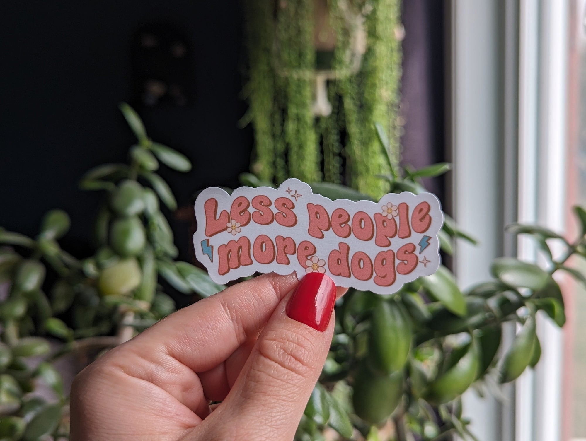 Less people more dogs sticker, dog lover stickers for water bottle, funny gift for dog owner, dog mom gift, new puppy gift for best friend