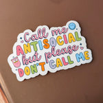 Call me antisocial, introvert gift for women, funny gift for best friend, bookish stickers for kindle, don't call me, self care stickers for