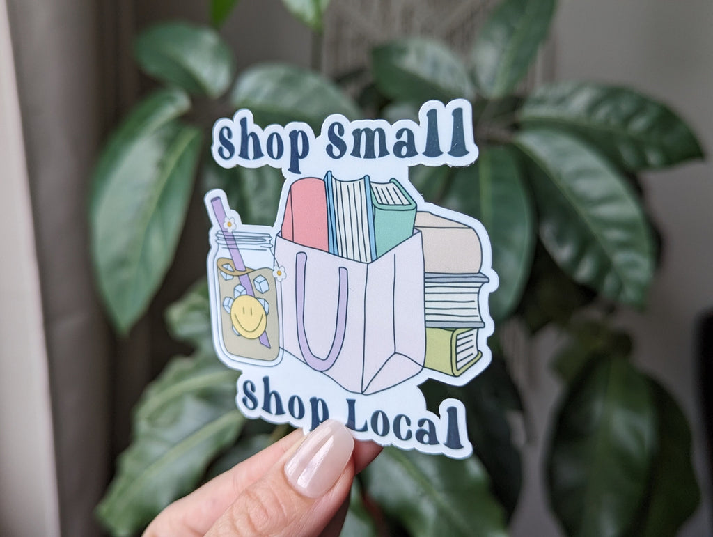 Shop local, shop small stickers for small business, bookish stickers for kindle, book gift for book lover, shopping stickers for her, reader