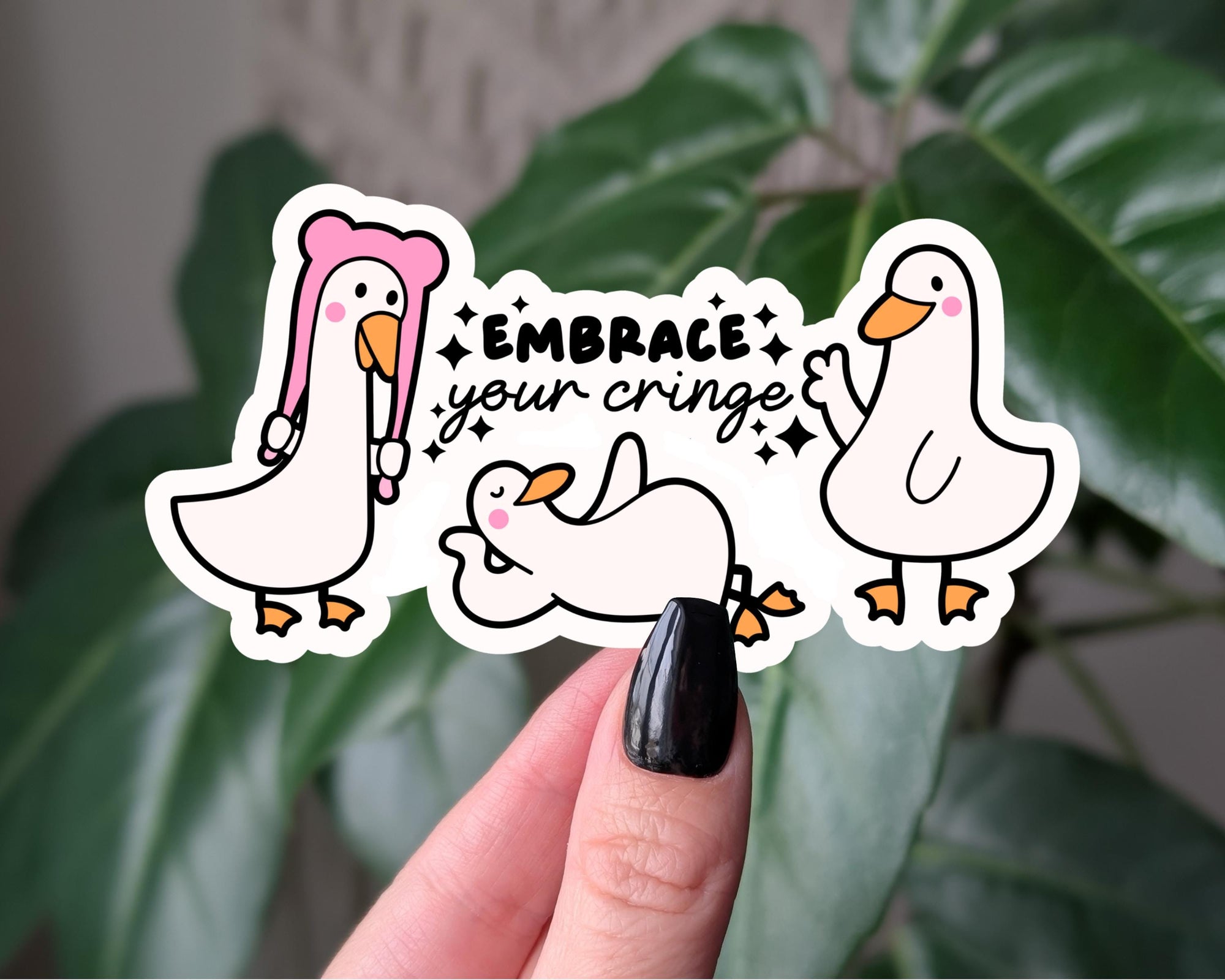 Embrace Your Cringe Goose Sticker, Funny Goose Vinyl Sticker, Whimsical Goose Sticker, Gift for Goose Lovers