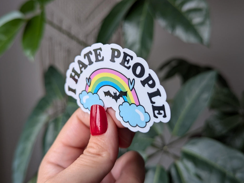 I Hate People Rainbow Vinyl Sticker