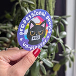 professional people un-pleaser, snarky black cat, self care stickers for kindle, motivational stickers for her, positive gifts for a friend