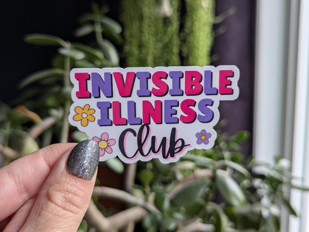 Invisible illness club sticker, chronic disease, disability awareness stickers, spoonie stickers for water bottle, mental health stickers