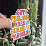 Gut feelings are guardian angels sticker, retro stickers for water bottle, aesthetic stickers for kindle, positive affirmation stickers for
