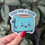 Toaster bath sticker for planner, dark humor stickers for laptop, funny adult gifts, mental health stickers for water bottle, humor stickers