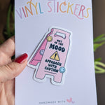 Not in the mood approach with caution, moody stickers for water bottle, sassy gifts for women, snarky stickers for girls, wet floor sign