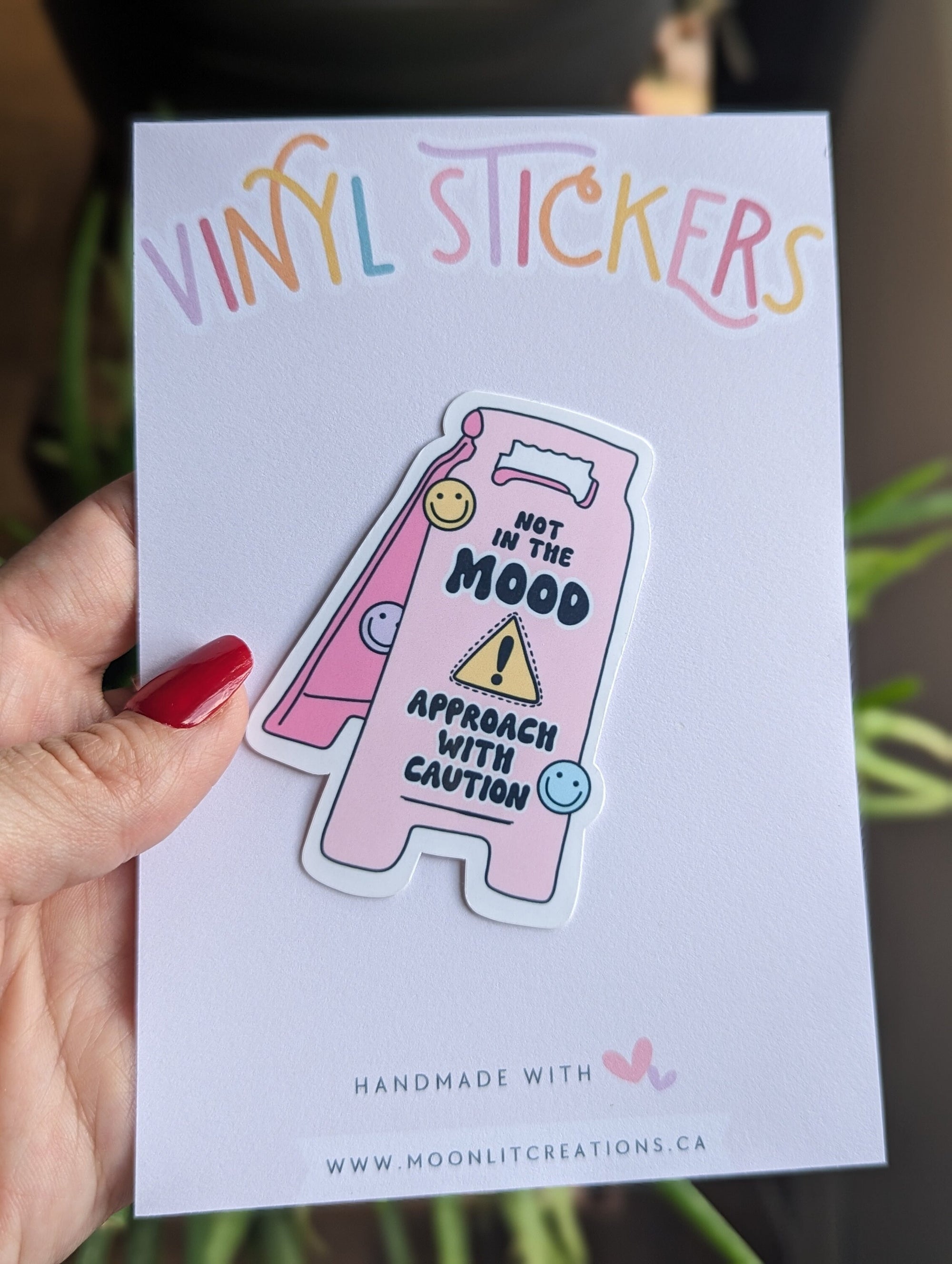 Not in the mood approach with caution, moody stickers for water bottle, sassy gifts for women, snarky stickers for girls, wet floor sign
