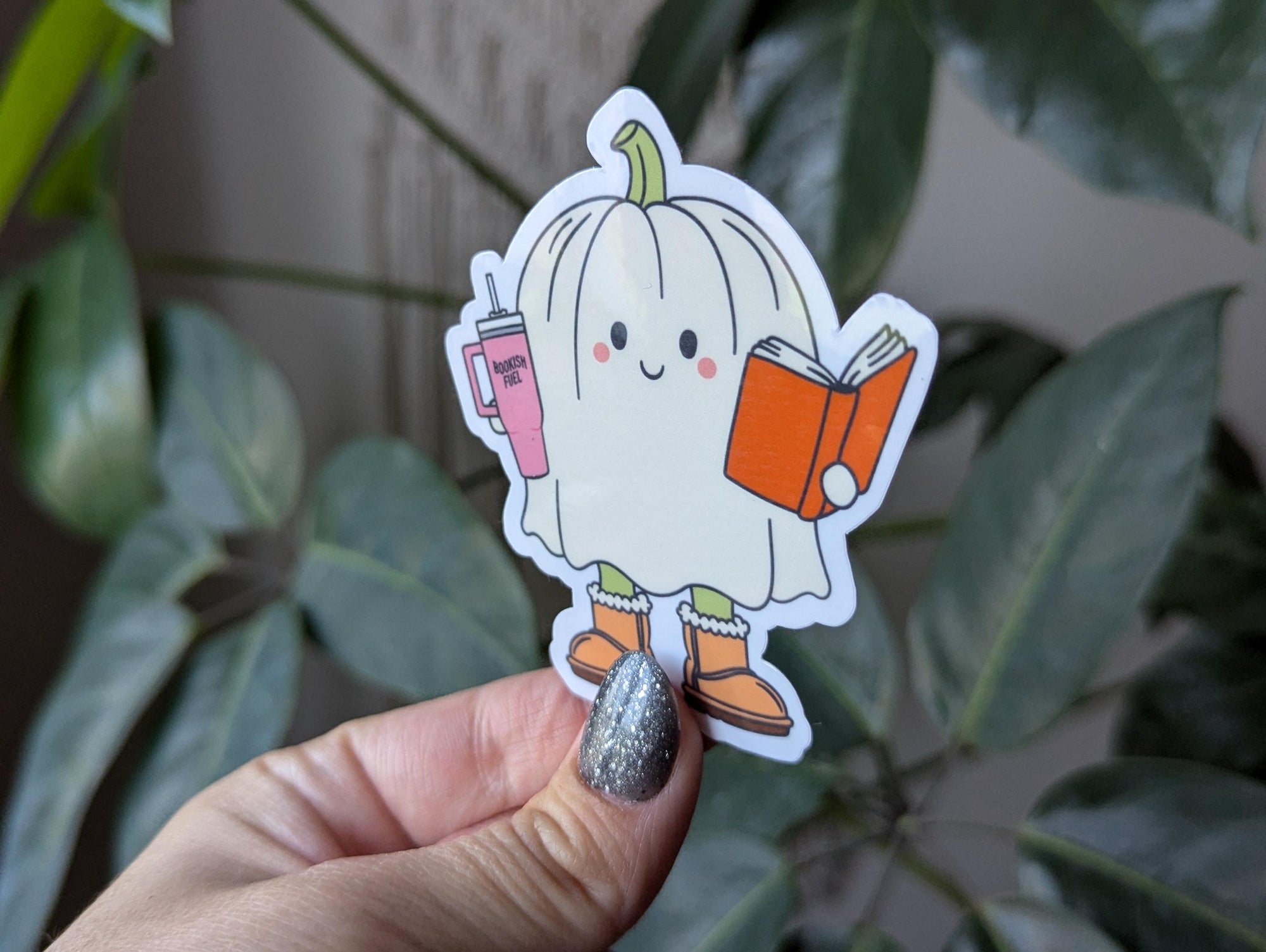 Bookish fuel, cute ghost stickers for tumblers, Halloween stickers for kindle, book gift for book lovers, small gift for reader women, books