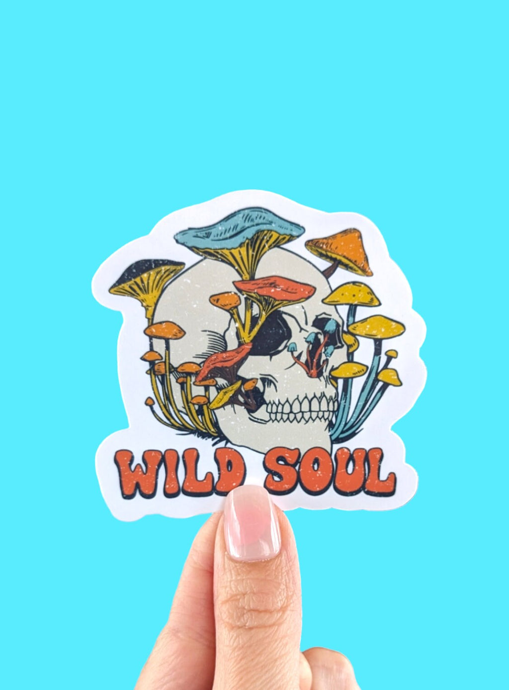 Hippie stickers for tumblers, mushroom lover gift for women, trippy stickers for phone case, skull stickers for laptop, nature lover gift