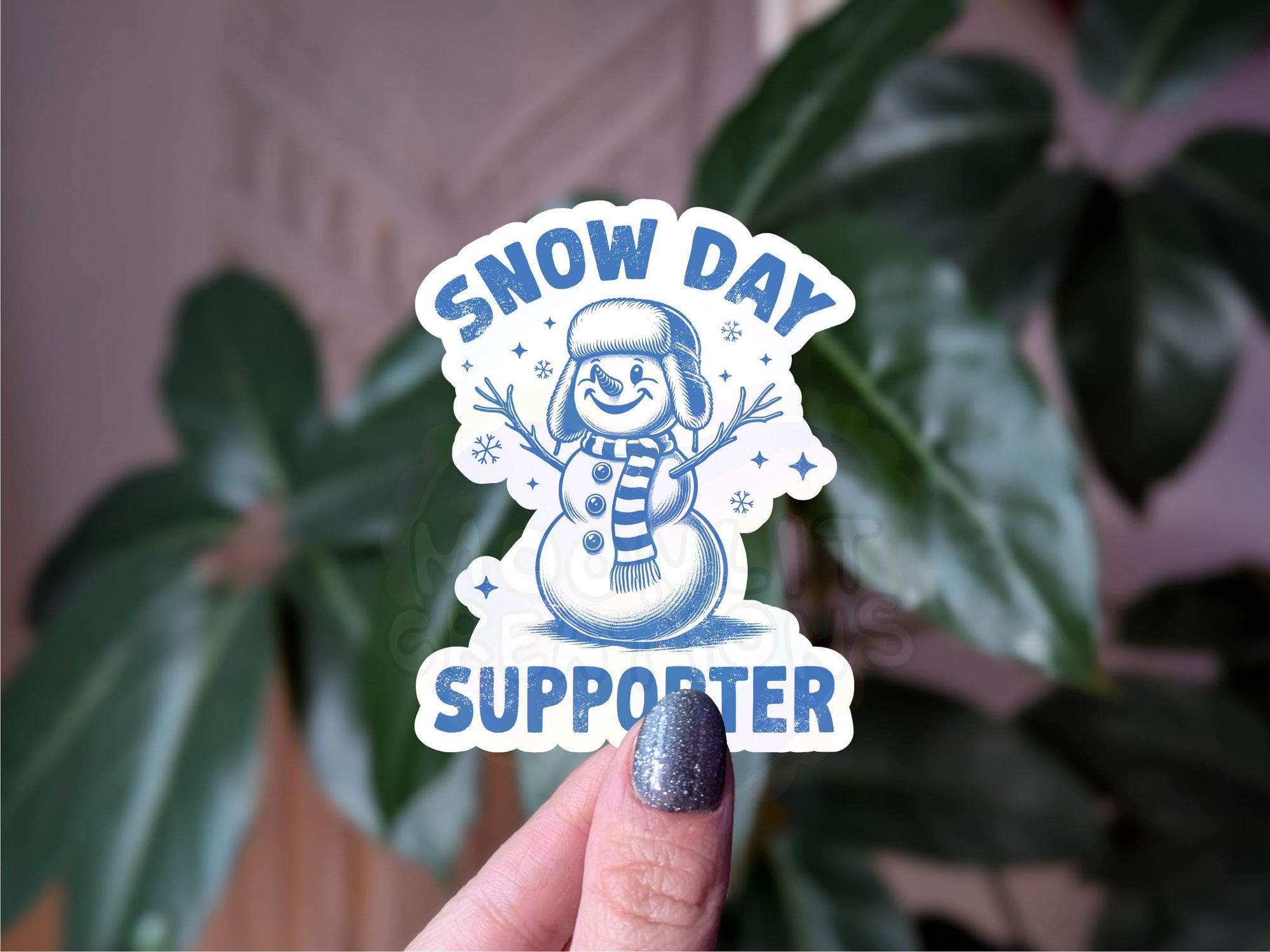 Snow day supporter vinyl sticker, cute snowman sticker for winter lovers, weather humor decal for water bottles, laptop journal stickers