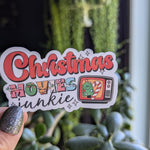 Christmas movies junkie sticker, 90s nostalgia stickers, nostalgic stickers for water bottle, Christmas gift for movie lovers, holiday gift
