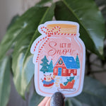 Let it snow sticker, winter scene snow globe, cute holiday stickers for Christmas, stocking stuffers, laptop stickers, cute gift for teen