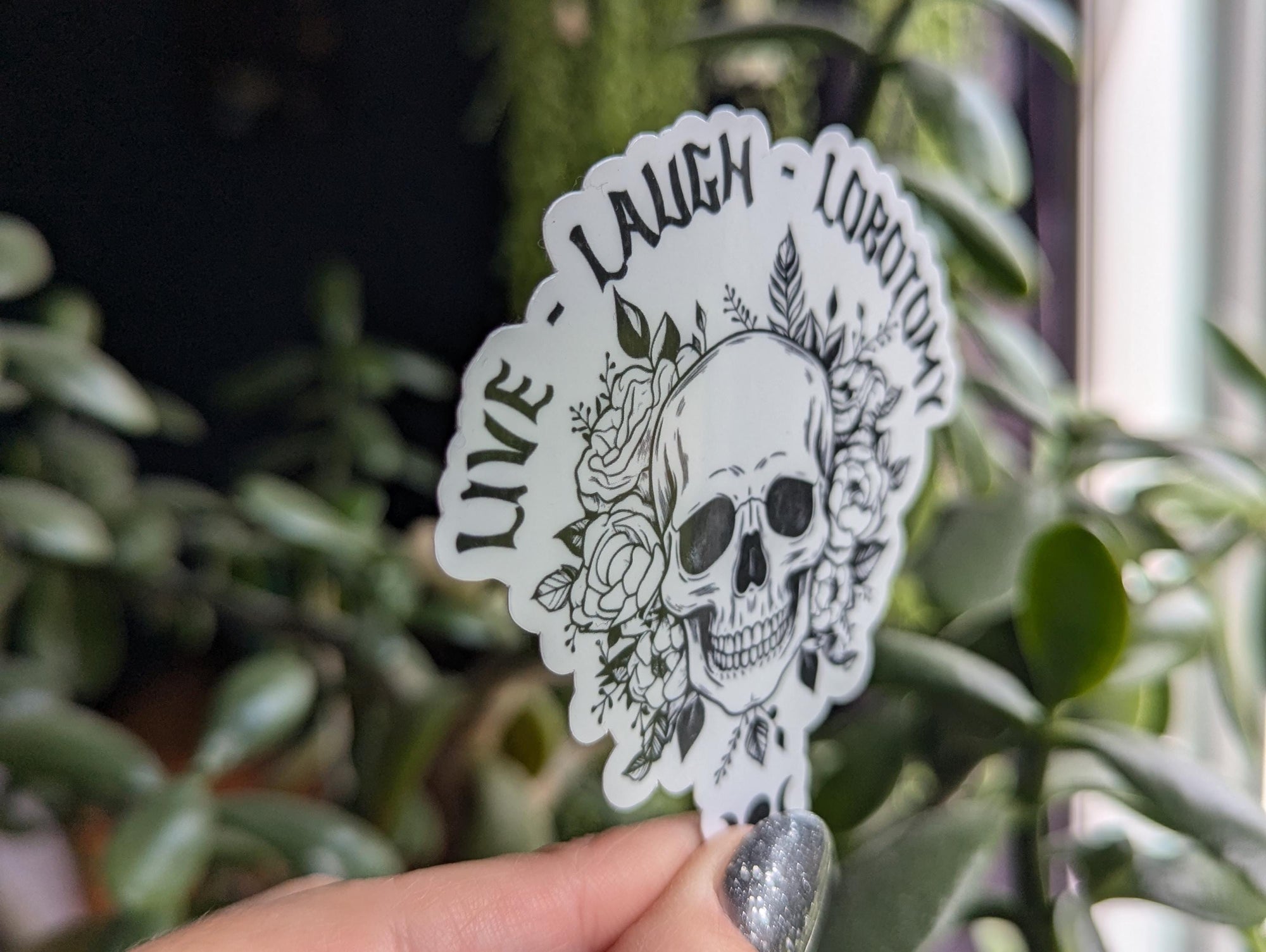 Live laugh lobotomy, funny mental health stickers for laptop, dark humor stickers for adults, mentally ill sticker, scarastic gifts for her