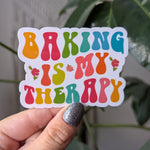 Baking is my therapy, baking lover gift, bake sticker for laptop, small gift for cook, bakery stickers, aesthetic stickers for water bottle