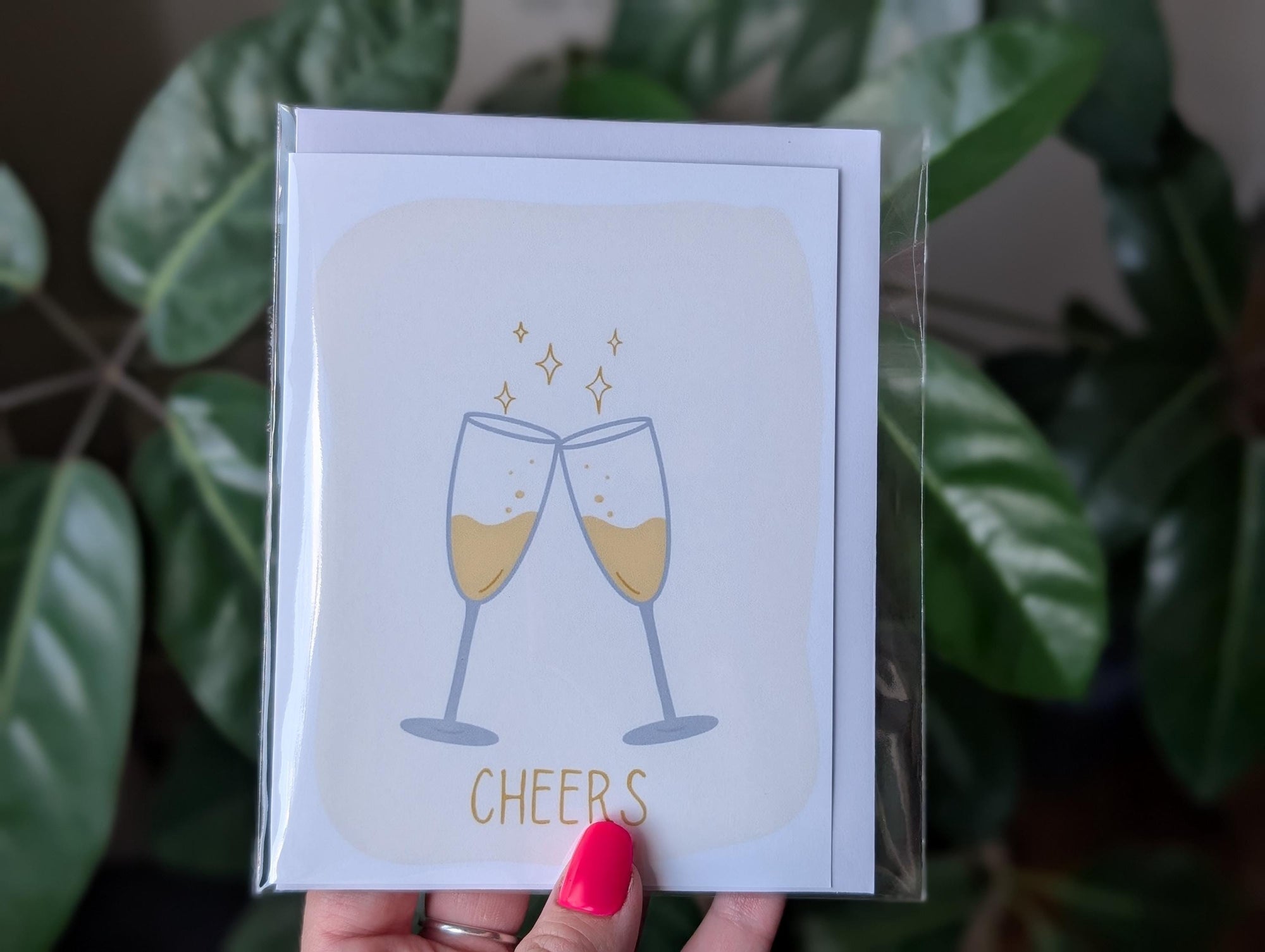Cheers Greeting Card, Champagne Glasses Celebration Card, Minimilast Hand Draw Card, Congratulations Cheers Card, Toast Card