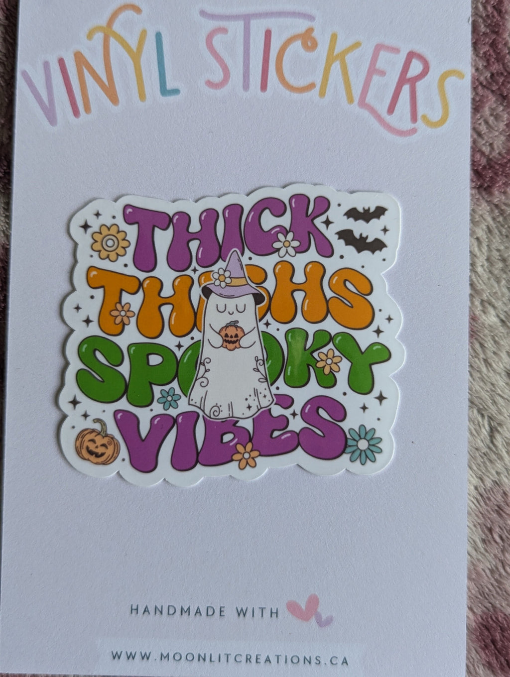 Thick thighs spooky vibes, Halloween gifts for women, fall stickers for kindle, spooky season stickers for hydroflask funny, autumn vibes