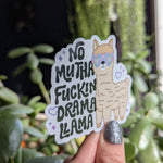 No drama llama sticker, cute llama, introvert stickers for water bottle, humourous stickers for laptop, funny pun stickers, animal stickers