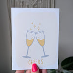 Cheers Greeting Card, Champagne Glasses Celebration Card, Minimilast Hand Draw Card, Congratulations Cheers Card, Toast Card