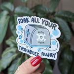 toaster bath bomb, dark humor stickers for hydroflask funny, live laugh toaster bath sticker for water bottle, dark gifts for best friend