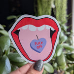 Fuck off conversation heart sticker for laptop, red lips sticker for phone case, snarky sticker, sassy gift for bestie, mouth sticker, funny