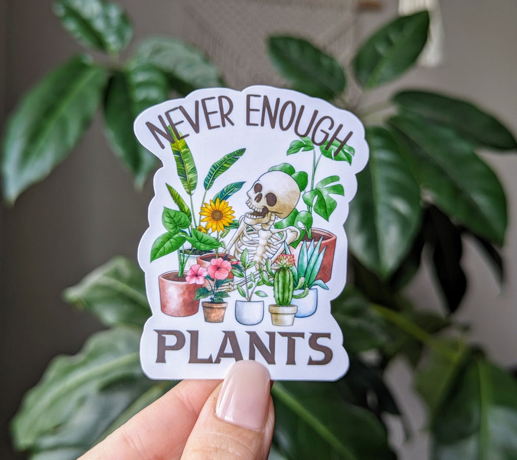 Never enough plants, plant mama stickers for hydroflask funny, gardener stickers for water bottle, tumbler accessories,plant lover gift for