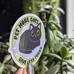 Pet more cats give less fucks, funny cat stickers for water bottle, cat mom gifts, snarky stickers for kindle, black cat sticker, small gift