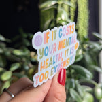 Self care sticker for hydroflask mental health, positive vibes stickers for water bottle, motivational gifts for coworkers, book lovers gift