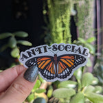 Anti social butterfly sticker, introvert stickers for journal, homebody stickers for kindle, mental health stickers for hydroflask funny
