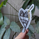 True crime junkie sticker for kindle, book gift for book lovers, black heart stickers for water bottle, bookish merch, smut reader gifts for