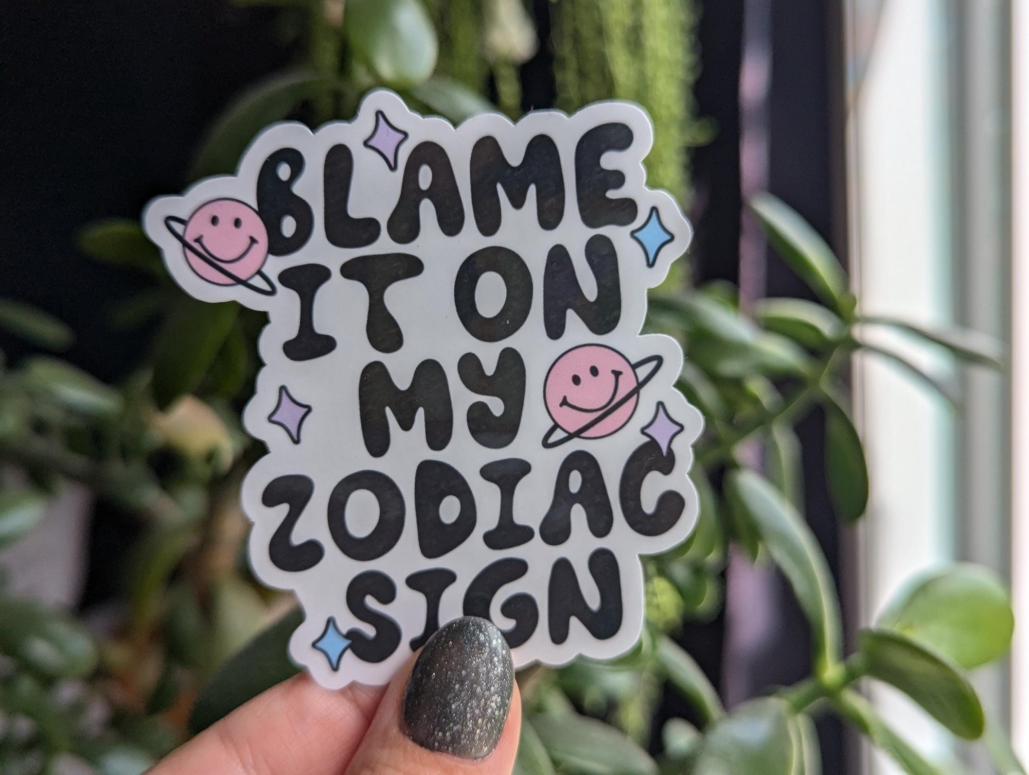 Blame it on my zodiac sign sticker, funny astrology vinyl sticker, horoscope lover gift, cute planet sticker for water bottle, laptop decal