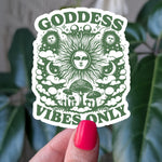 Goddess Vibes Only Sticker, Celestial Sun and Moon Vinyl Sticker, Spiritual Witchy Aesthetic, Boho Mystical Sticker for Laptop, Water bottle