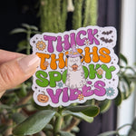 Thick thighs spooky vibes, Halloween gifts for women, fall stickers for kindle, spooky season stickers for hydroflask funny, autumn vibes