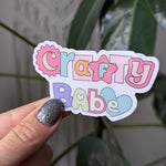 Crafty babe, cute sticker for laptop, small gift for crafter, retro stickers for small business, aesthetic stickers for water bottle, trendy