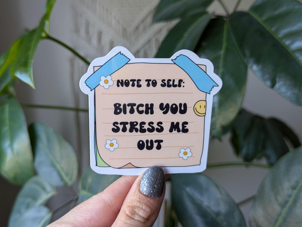 Note to self sticker, stressed out, self love stickers, water bottle sticker, funny gift for bestie, laptop decor, funny stickers, bitch