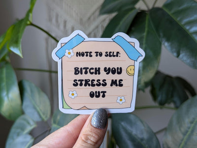 Note to self sticker, stressed out, self love stickers, water bottle sticker, funny gift for bestie, laptop decor, funny stickers, bitch