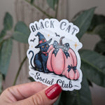 Black cat social club, Halloween stickers for kindle, black cat lover, cat gifts for cat lovers, spooky season stickers for her, witchy gift