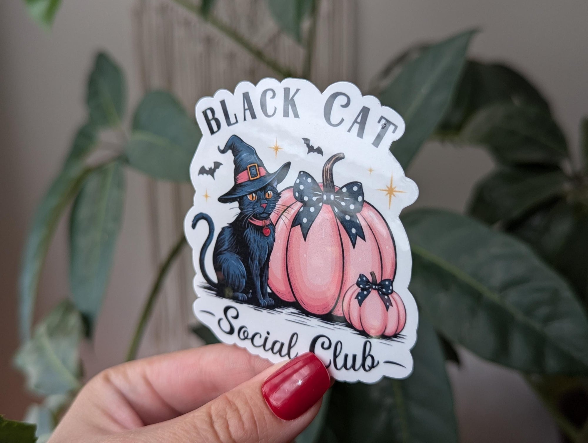 Black cat social club, Halloween stickers for kindle, black cat lover, cat gifts for cat lovers, spooky season stickers for her, witchy gift
