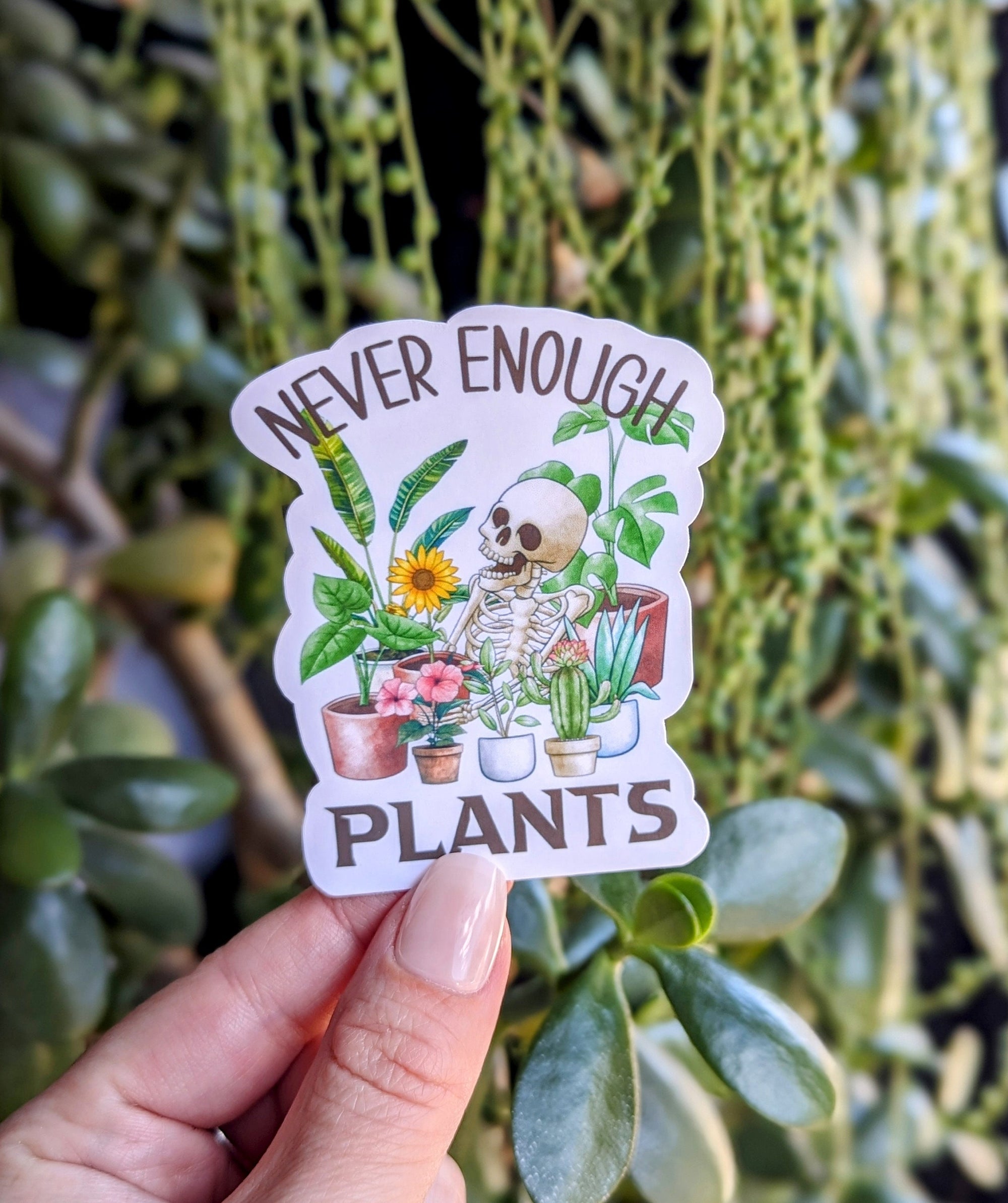 Never enough plants, plant mama stickers for hydroflask funny, gardener stickers for water bottle, tumbler accessories,plant lover gift for