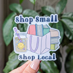 Shop local, shop small stickers for small business, bookish stickers for kindle, book gift for book lover, shopping stickers for her, reader