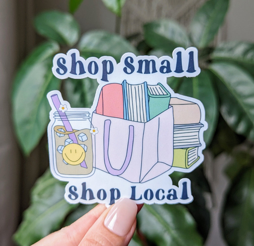 Shop local, shop small stickers for small business, bookish stickers for kindle, book gift for book lover, shopping stickers for her, reader